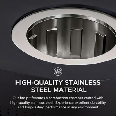 Image showing  Outdoor 27.87 in. Wood-Burning Stainless Steel Fire Pit, Oval Perforated Design