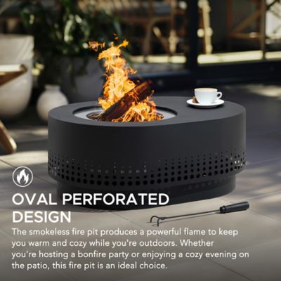 Image showing 6 th Sunjoy Outdoor 27.87 in. Wood-Burning Stainless Steel Fire Pit, Oval Perforated Design
