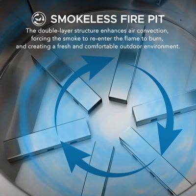 Image showing 7 th Sunjoy Outdoor 27.87 in. Wood-Burning Stainless Steel Fire Pit, Oval Perforated Design