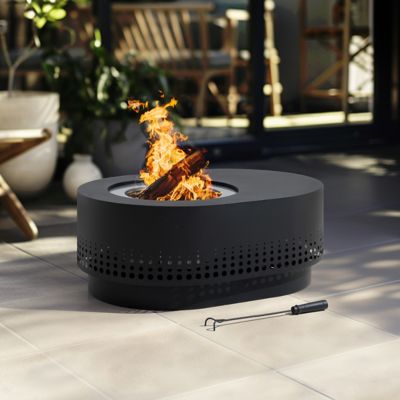 Image showing 8 th Sunjoy Outdoor 27.87 in. Wood-Burning Stainless Steel Fire Pit, Oval Perforated Design