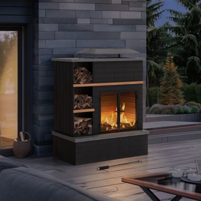 Image showing  Outdoor 23.62 in. Wood-Burning Steel Fireplace