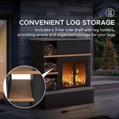 Image showing 6 th Sunjoy Outdoor 23.62 in. Wood-Burning Steel Fireplace