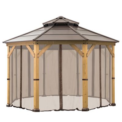 Sunjoy Netting for Hardtop Gazebo, Patio Brown