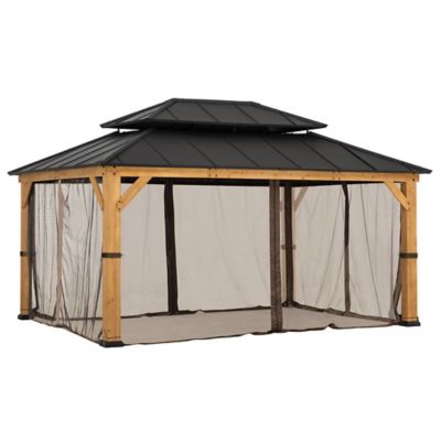 Sunjoy 134.65 in. x 92.91 in. Netting for 12 ft. x 16 ft. Hardtop Gazebos, Brown