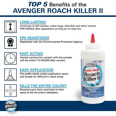 Image showing 8 th Avenger Roach Killer II Boric Acid Powder, 16 oz., 2-Pack