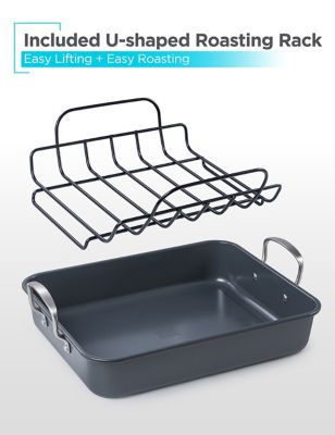 Image showing  Large Turkey Roasting Pan with Rack, 0.8mm Carbon Steel Baking Pan