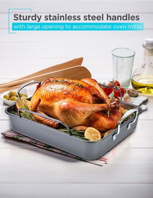 Image showing 5 th Black & Decker Large Turkey Roasting Pan with Rack, 0.8mm Carbon Steel Baking Pan
