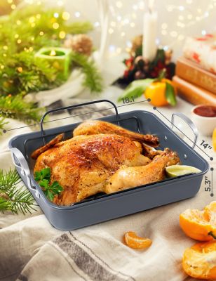 Image showing 6 th Black & Decker Large Turkey Roasting Pan with Rack, 0.8mm Carbon Steel Baking Pan