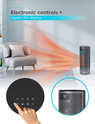 Image showing  Electric Ceramic Oscillating Tower Heater with Remote, 200 sq. ft., 5,110 BTU