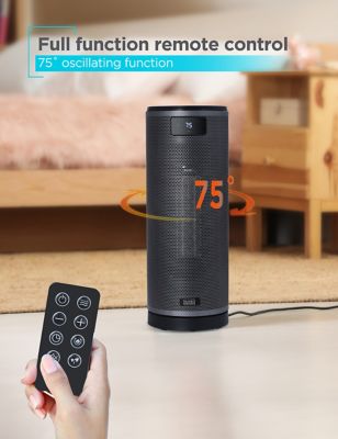 Image showing  Electric Ceramic Oscillating Tower Heater with Remote, 200 sq. ft., 5,110 BTU