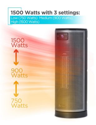 Image showing  Electric Ceramic Oscillating Tower Heater with Remote, 200 sq. ft., 5,110 BTU