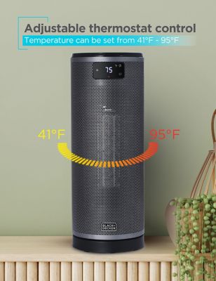 Image showing  Electric Ceramic Oscillating Tower Heater with Remote, 200 sq. ft., 5,110 BTU
