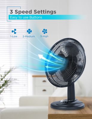 Image showing  12 in. 3-Speed Oscillating Desk Fan for Home and Office