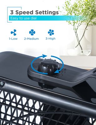 Image showing  20 in. 3-Speed Box Fan, 80W Motor, 5-Blade, Carry Handle