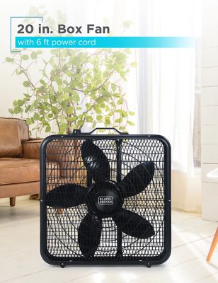 Image showing  20 in. 3-Speed Box Fan, 80W Motor, 5-Blade, Carry Handle