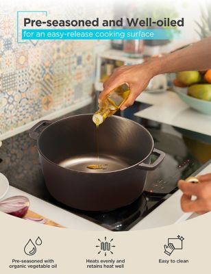 Image showing  5 qt. Cast Iron Dutch Oven with 10.25 in. Skillet Lid, Pre-Seasoned Cast Iron Cookware