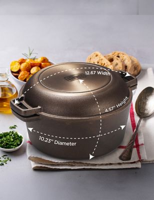 Image showing 6 th Black & Decker 5 qt. Cast Iron Dutch Oven with 10.25 in. Skillet Lid, Pre-Seasoned Cast Iron Cookware