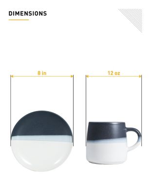 Image showing 6 th Table 12 8 pc. Bruckner Stoneware Set, Four 12 oz. Coffee Mugs, Four 8 in. Salad Plates