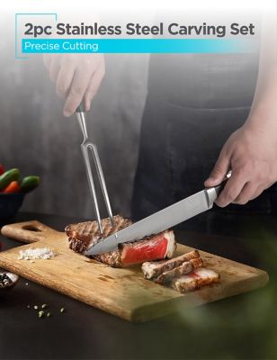 Image showing  Stainless Steel Carving Knife Set, 2 pc., 8 in. Carving Knife and 7 in. Fork