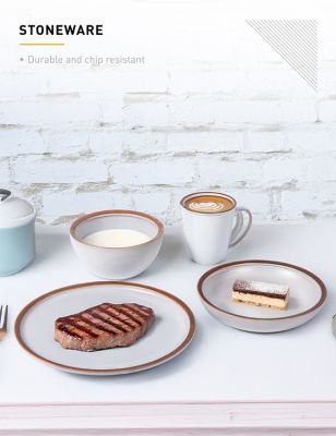 Image showing  16 pc. Maldan Stoneware Dinnerware Set, Service for 4, Coupe Shaped Dinnerware
