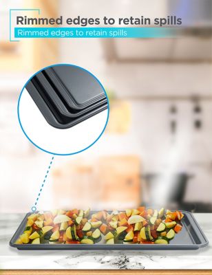 Image showing  3 pc. Carbon Steel Baking Sheet Set, Includes 13, 15, 17 in. Cookie Sheets for Baking
