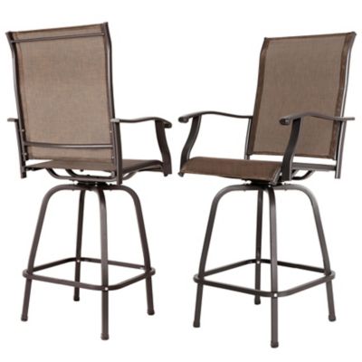 Image showing  Outdoor 23.4 in. Patio Swivel Bar Stools, All-Weather Textilene, Black