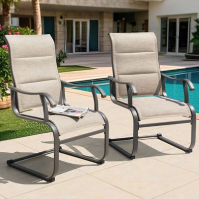 Image showing  Outdoor Patio Dining Chairs, Breathable Textilene, Beige