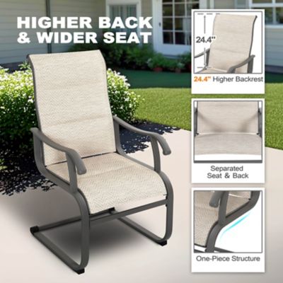 Image showing 6 th Nuu Garden Outdoor Patio Dining Chairs, Breathable Textilene, Beige