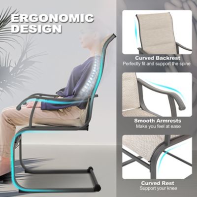 Image showing 7 th Nuu Garden Outdoor Patio Dining Chairs, Breathable Textilene, Beige