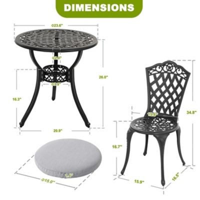 Image showing 5 th Nuu Garden 3 pc. Patio Bistro Set with Cushions, Umbrella Hole