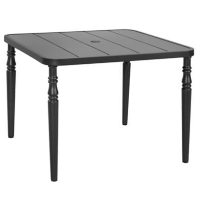 Image showing  Patio Square Metal Dining Table with Umbrella Hole