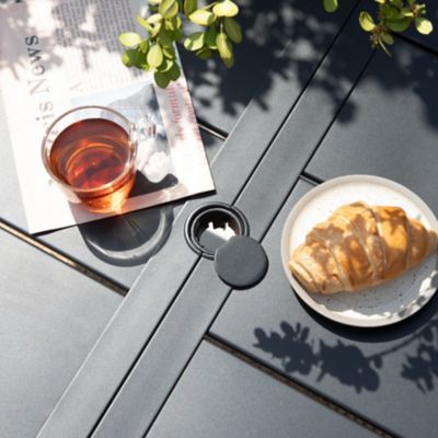 Image showing  Patio Square Metal Dining Table with Umbrella Hole
