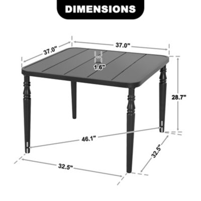 Image showing 5 th Nuu Garden Patio Square Metal Dining Table with Umbrella Hole