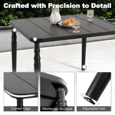 Image showing 7 th Nuu Garden Patio Square Metal Dining Table with Umbrella Hole