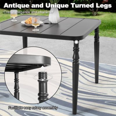 Image showing 8 th Nuu Garden Patio Square Metal Dining Table with Umbrella Hole