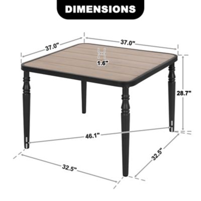Image showing 5 th Nuu Garden Outdoor Dining Table with Wood-Grain Top, Umbrella Hole