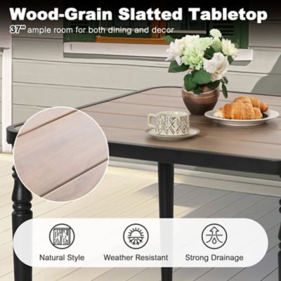 Image showing 6 th Nuu Garden Outdoor Dining Table with Wood-Grain Top, Umbrella Hole