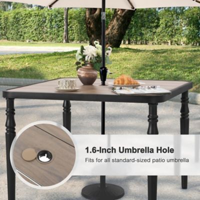Image showing 7 th Nuu Garden Outdoor Dining Table with Wood-Grain Top, Umbrella Hole