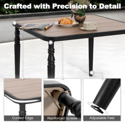 Image showing 8 th Nuu Garden Outdoor Dining Table with Wood-Grain Top, Umbrella Hole