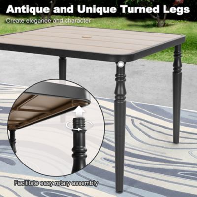 Image showing 9 th Nuu Garden Outdoor Dining Table with Wood-Grain Top, Umbrella Hole