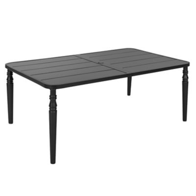 Image showing  Outdoor Rectangle Metal Dining Table with Umbrella Hole