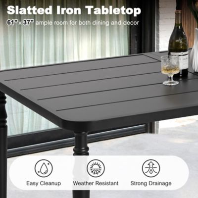 Image showing 6 th Nuu Garden Outdoor Rectangle Metal Dining Table with Umbrella Hole