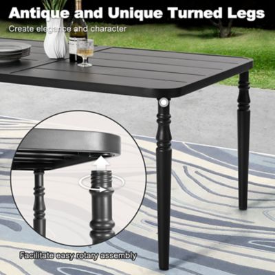 Image showing 9 th Nuu Garden Outdoor Rectangle Metal Dining Table with Umbrella Hole