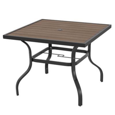 Image showing  Outdoor Square Metal Dining Table with Umbrella Hole
