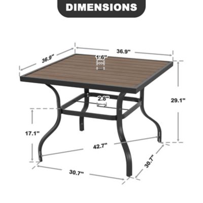 Image showing 5 th Nuu Garden Outdoor Square Metal Dining Table with Umbrella Hole