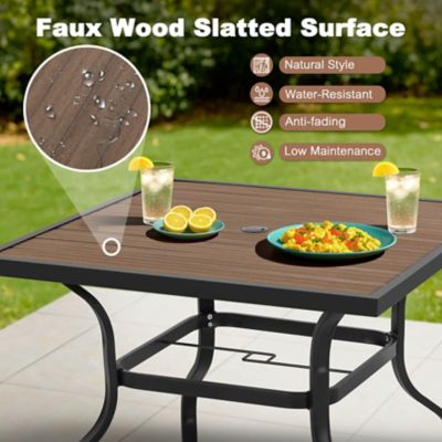 Image showing 6 th Nuu Garden Outdoor Square Metal Dining Table with Umbrella Hole