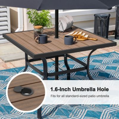 Image showing 7 th Nuu Garden Outdoor Square Metal Dining Table with Umbrella Hole