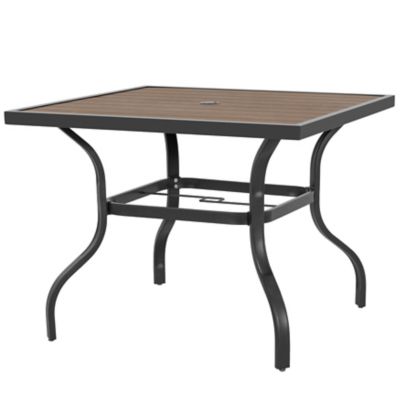 Image showing 9 th Nuu Garden Outdoor Square Metal Dining Table with Umbrella Hole