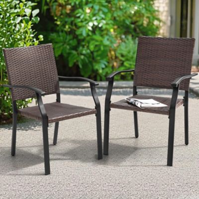 Image showing 7 th Nuu Garden Outdoor Rattan Iron Chair, Black