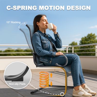 Image showing  Outdoor Textilene Patio Dining Chairs, Blue